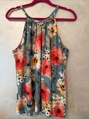 Floral Halter Tank Top L